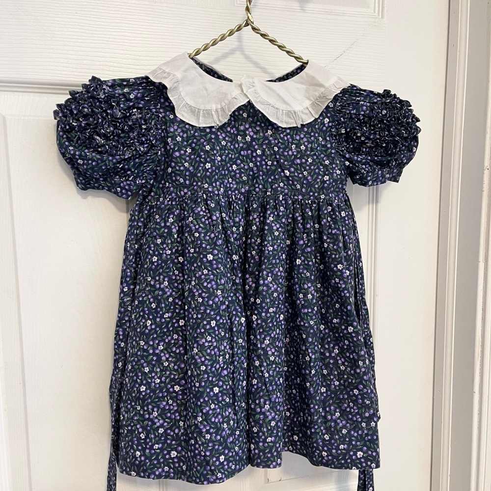 Vintage Françoise Bouthillier toddler floral dress Sz 2 purple/blue
